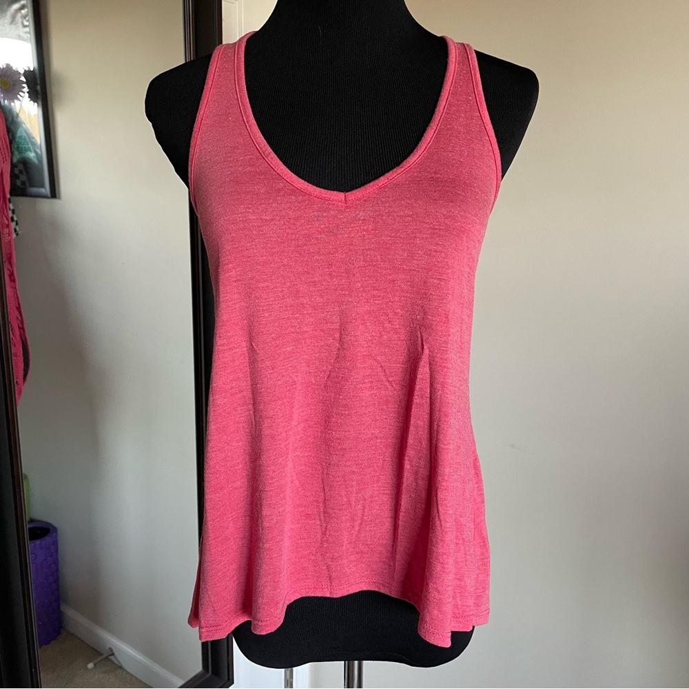 Pink lace racer back tank top